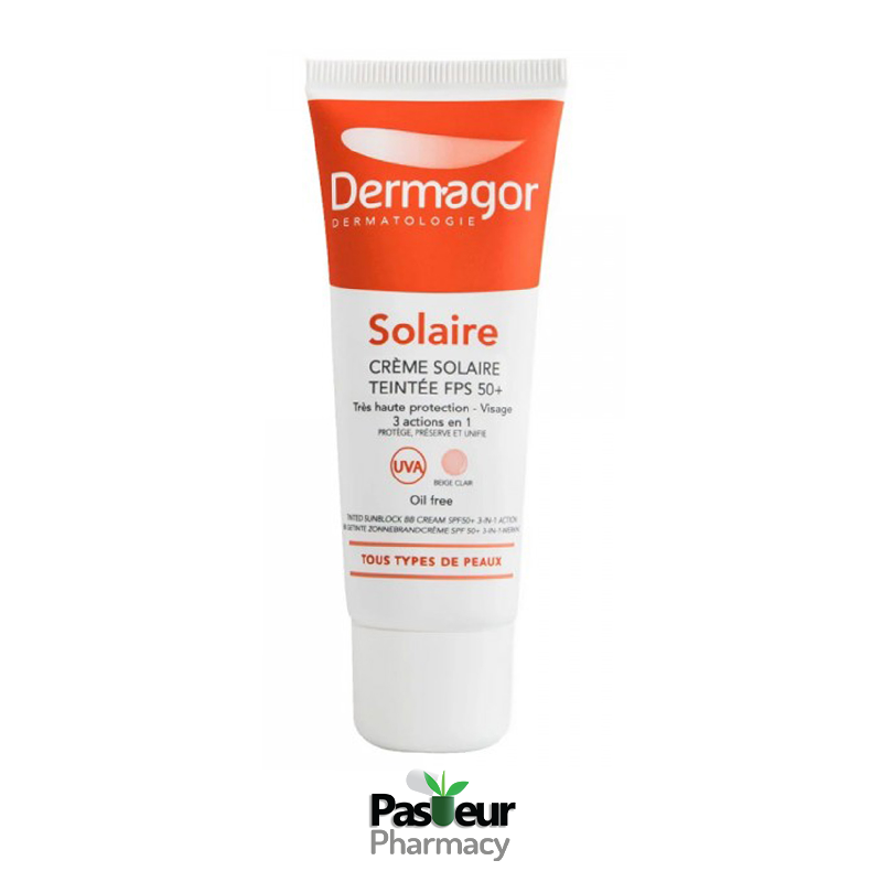 ضد آفتاب رنگی فاقد چربی 3 در 1 درماگور | Dermagor Oil Free SPF50+ Sunscreen Cream